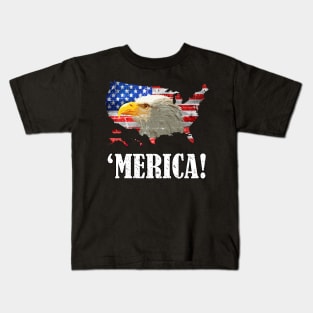 Patriotic eagle merica usa flag 4th of July outfit Kids T-Shirt